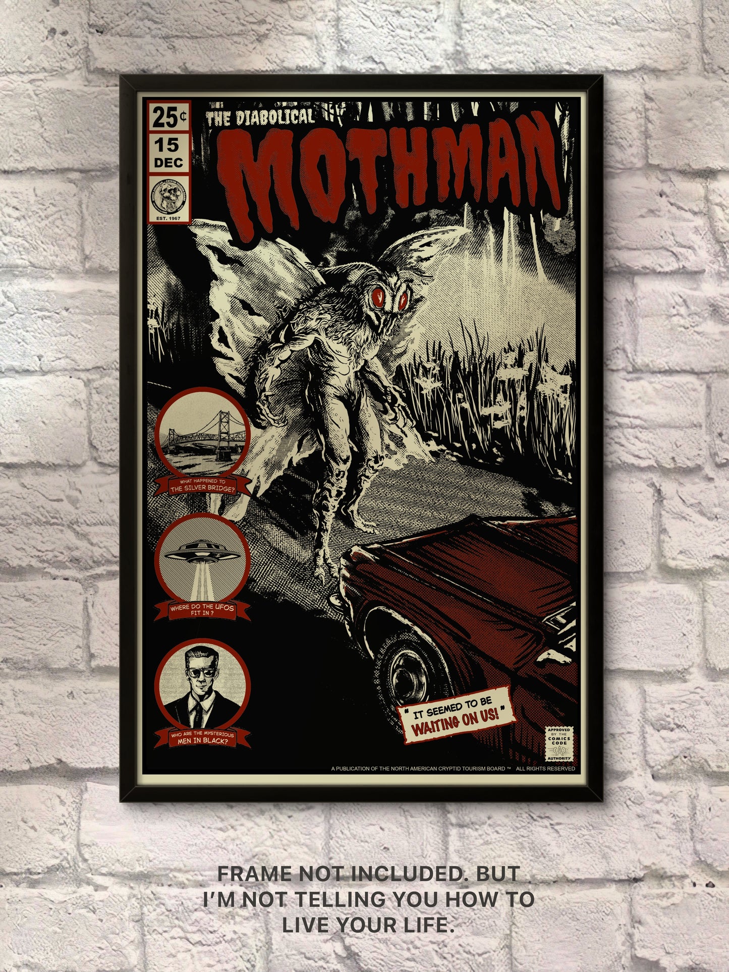 The Diabolical Mothman 11” X 17” Silk screened print