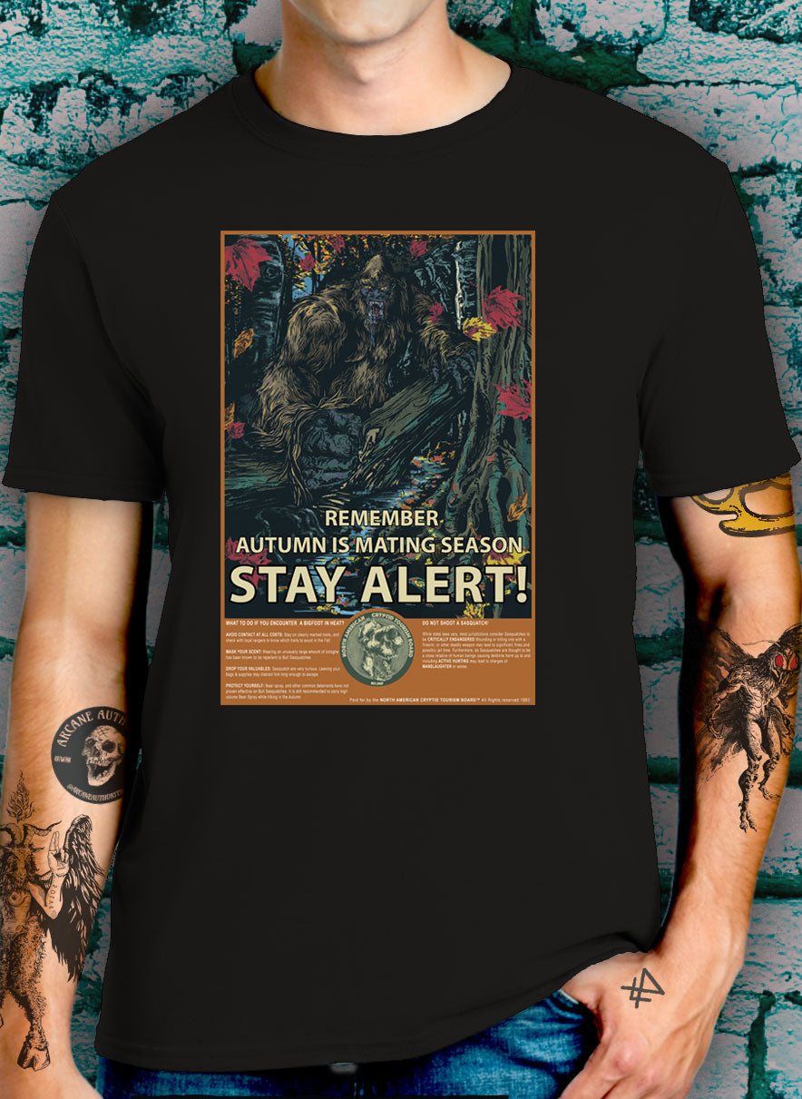 AUTUMNAL BIGFOOT T SHIRT, STAY ALERT, MATING SEASON