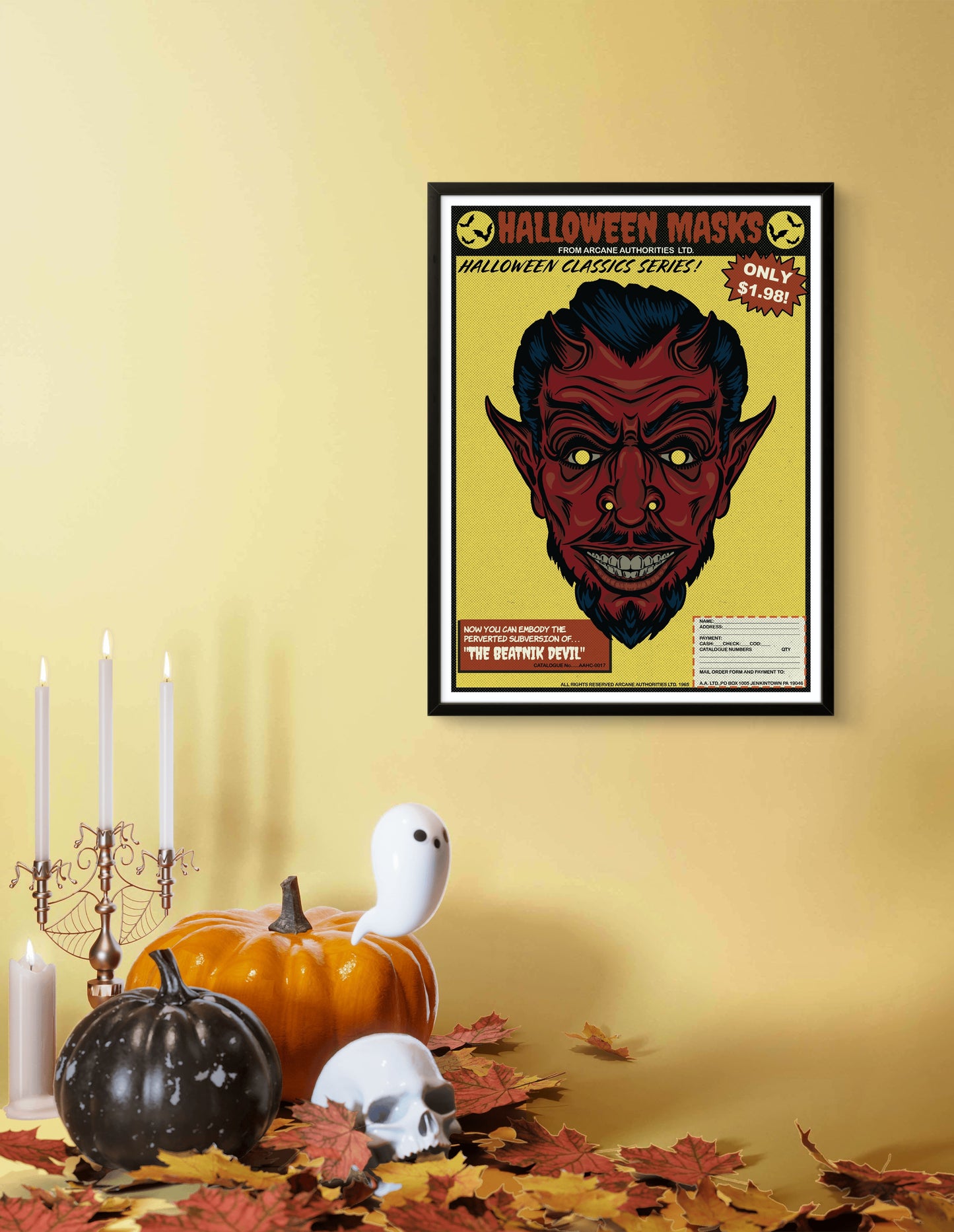 Vintage Halloween Mask Comic Book Ad BEATNIK DEVIL Art Print
