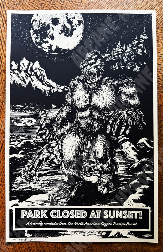 Park closed at Sunset (Bigfoot) 11” X 17” Silkscreened print