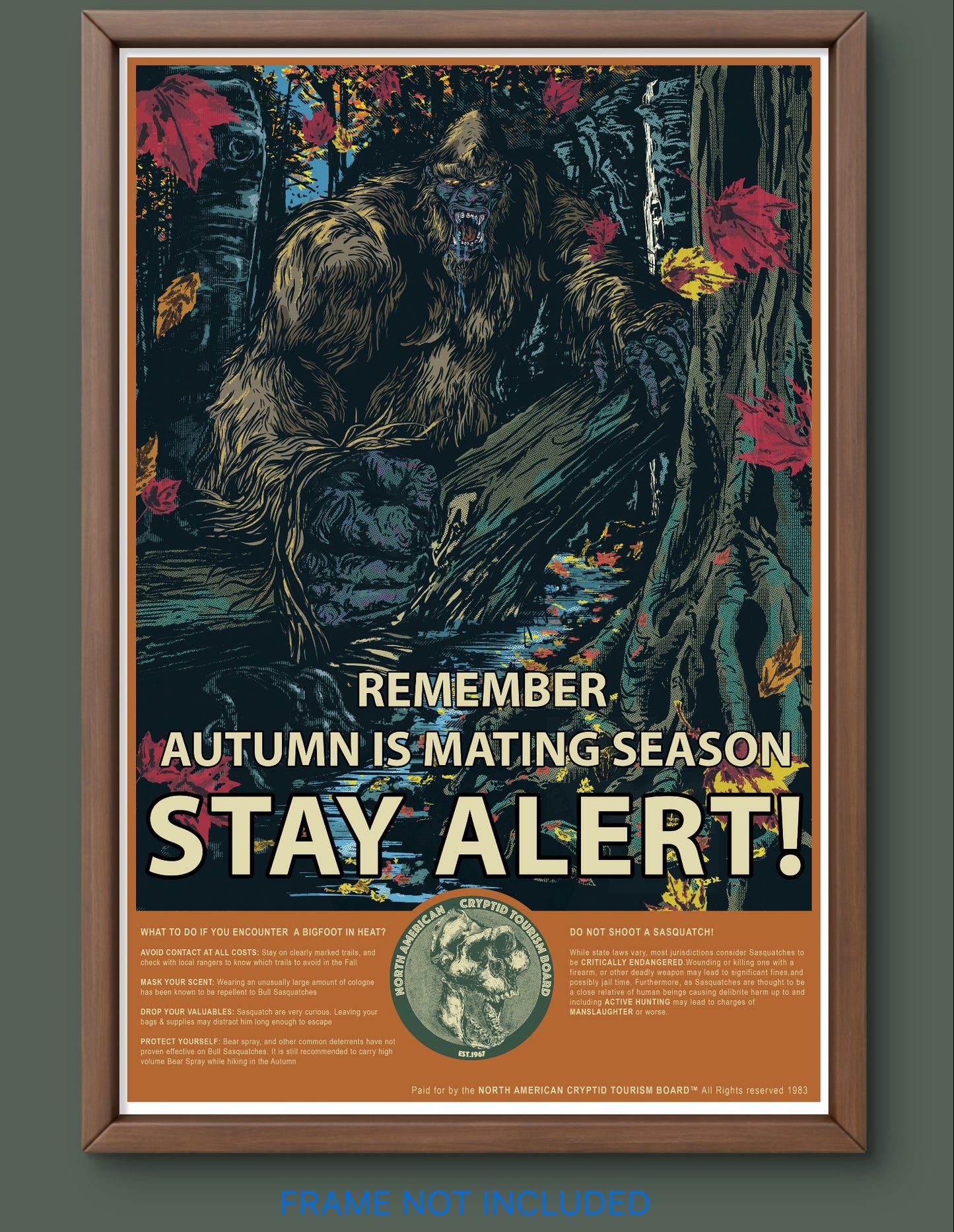 Autumn Bigfoot 12" X 18" Art Print STAY ALERT