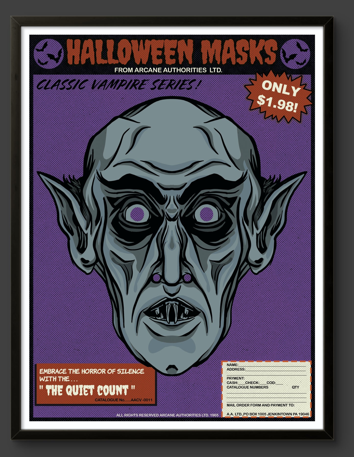 Vintage Halloween Mask Comic Book Ad Vampire Collection Nosferatu Art Print