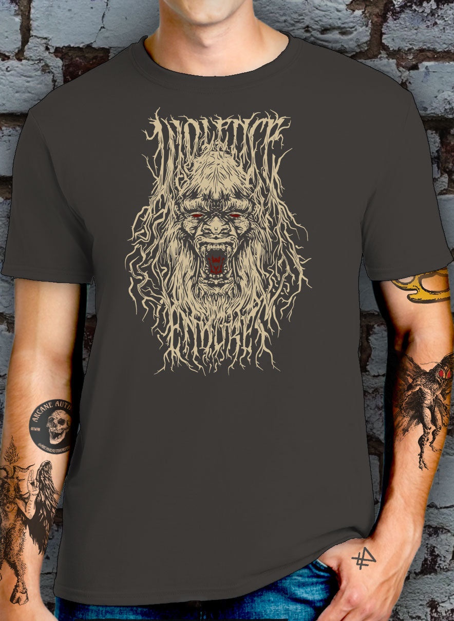 VIOLENCE ENDURES T- SHIRT S - 5XL BIGFOOT CRYPTID METAL