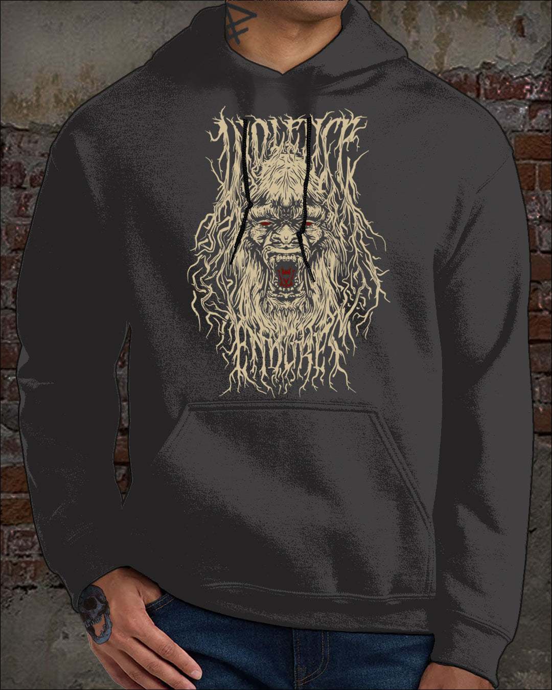 VIOLENCE ENDURES HOODIE S - 5XL BIGFOOT CRYPTID METAL