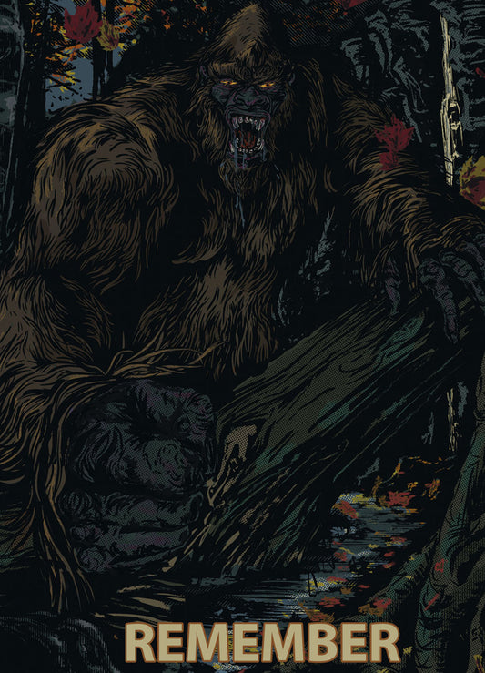 Autumn Bigfoot 12" X 18" Art Print STAY ALERT
