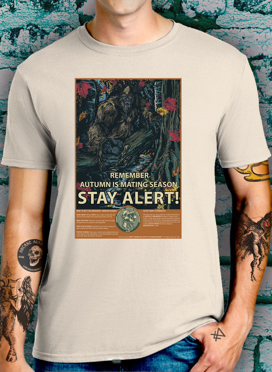 AUTUMNAL BIGFOOT T SHIRT, STAY ALERT, MATING SEASON