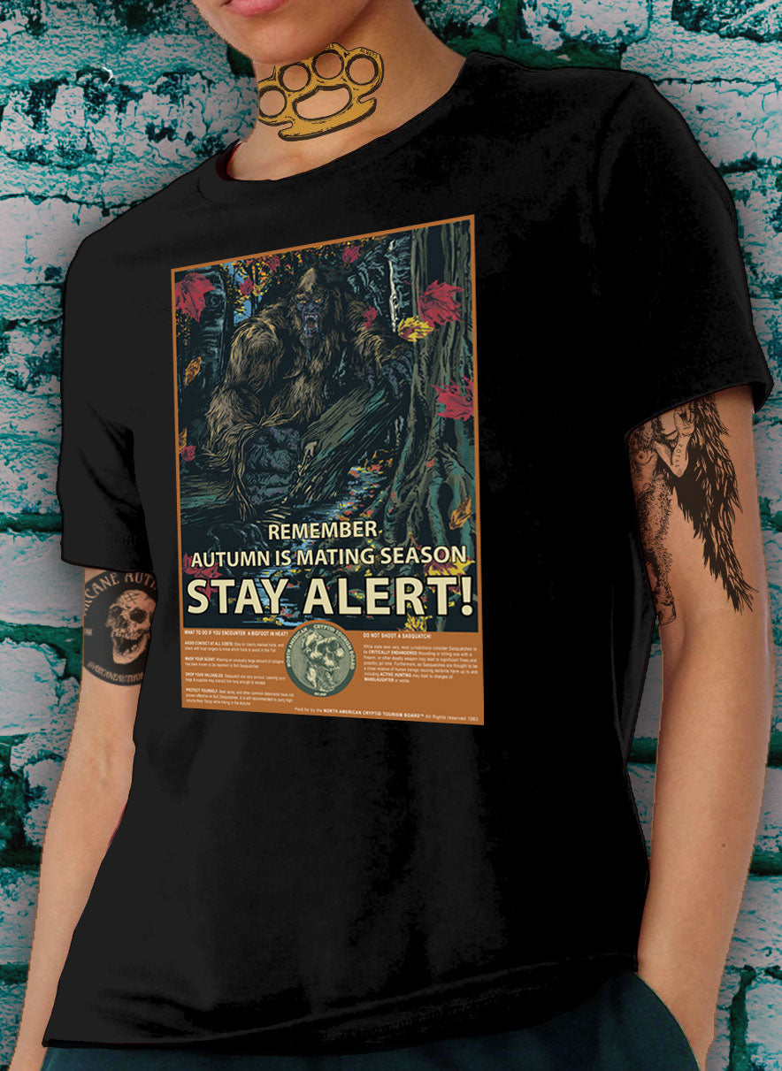 AUTUMNAL BIGFOOT T SHIRT, STAY ALERT, MATING SEASON