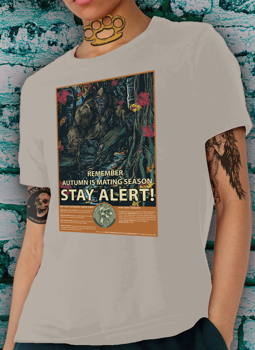 AUTUMNAL BIGFOOT T SHIRT, STAY ALERT, MATING SEASON