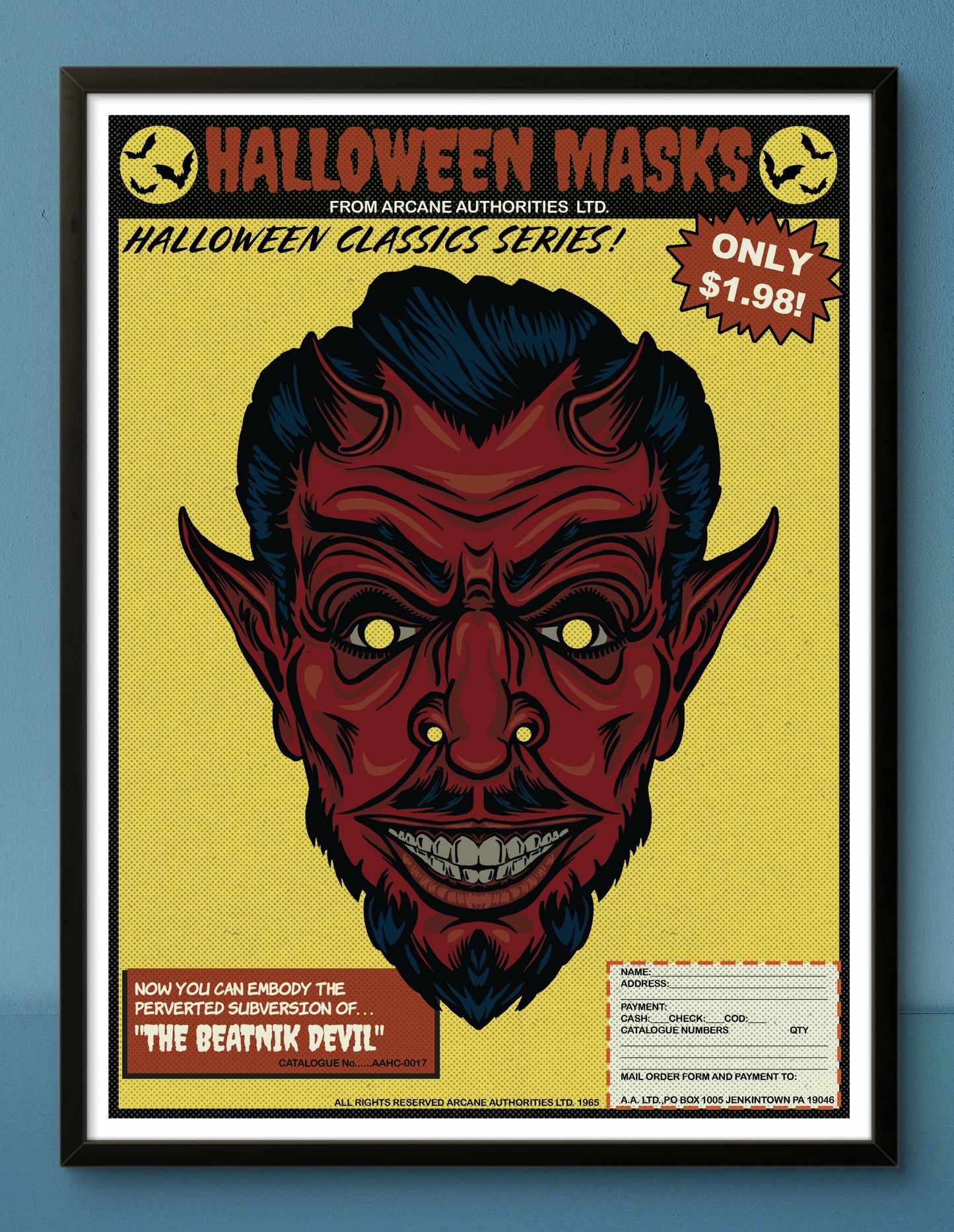 Vintage Halloween Mask Comic Book Ad BEATNIK DEVIL Art Print