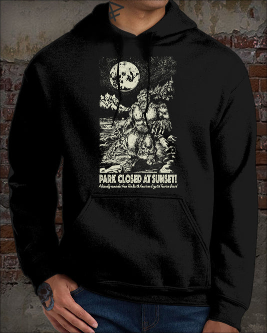 BIGFOOT AFTER DARK Park Closed At Sunset Cryptid Hoodie sweatshirt - new