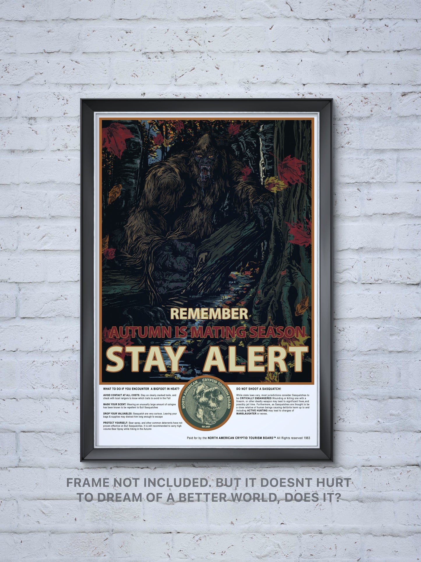 Autumn Bigfoot 12" X 18" Art Print STAY ALERT