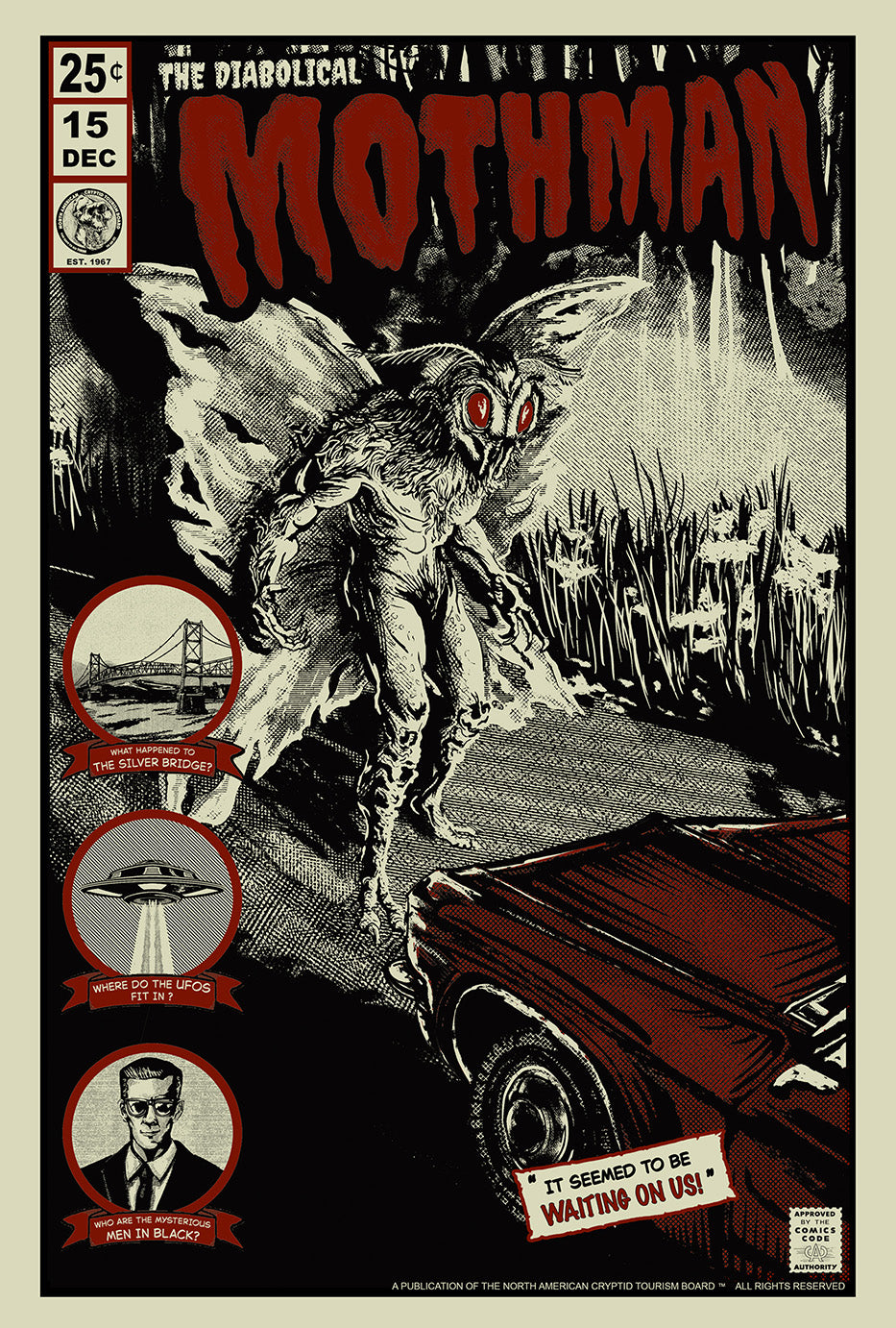 THE DIABOLICAL MOTHMAN MINI PRINT