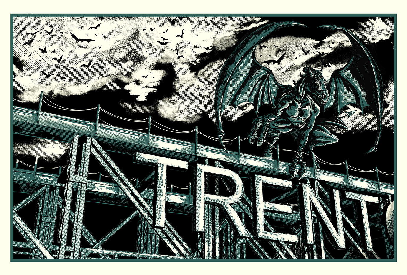 NEW JERSEY DEVIL TRENTON MAKES BRIDGE MINI PRINT