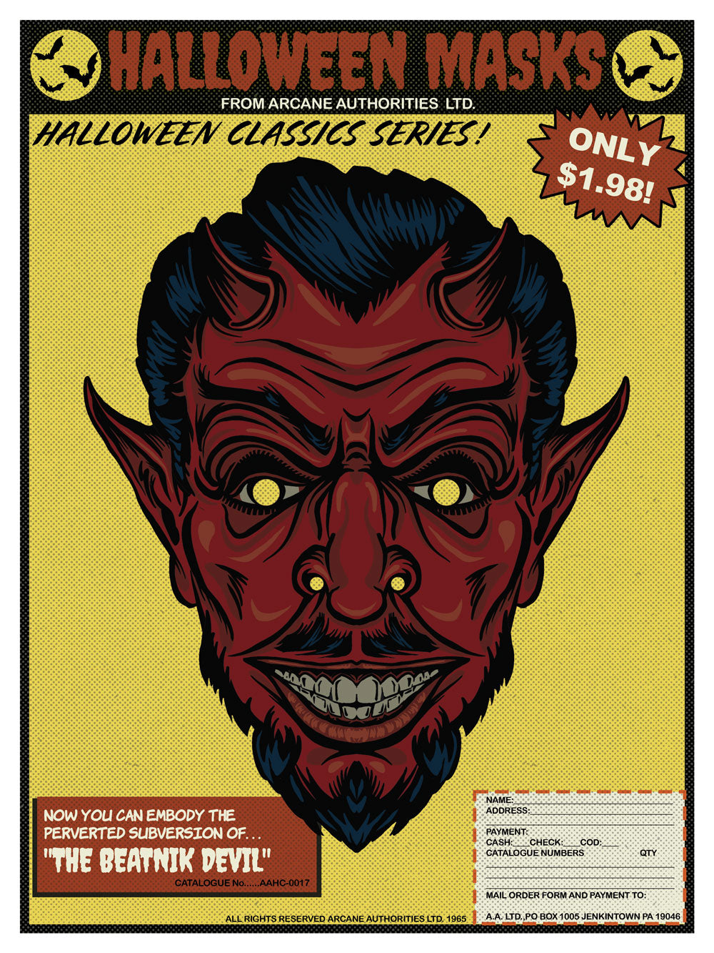 Vintage Halloween Mask Comic Book Ad BEATNIK DEVIL Art Print
