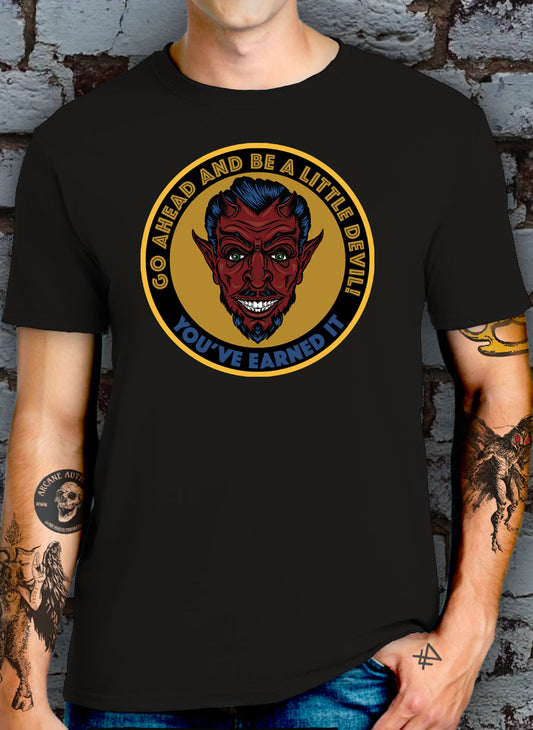 GO AHEAD AND BE A LITTLE DEVIL T Shirt halloween retro design