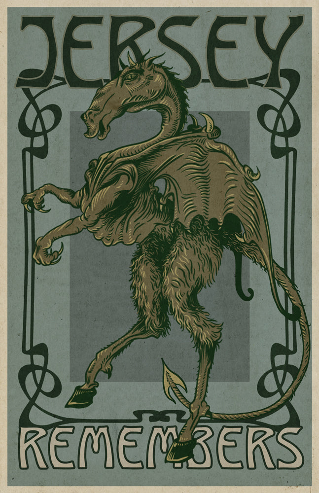 "JERSEY REMEMBERS" JERSEY DEVIL ART NOUVEAU  11" X 17" FINE ART PRINT