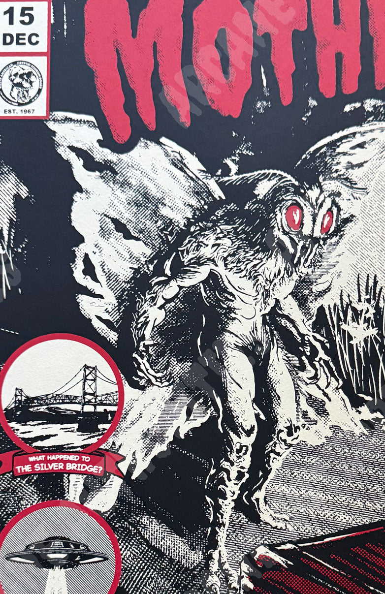 The Diabolical Mothman 11” X 17” Silk screened print