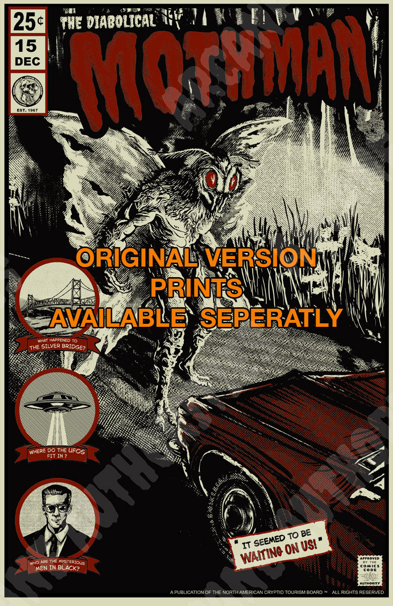 The Diabolical Mothman 11” X 17” Silk screened print (LIMITED PRINT RUN HOLOGRAPHIC VARIANT)