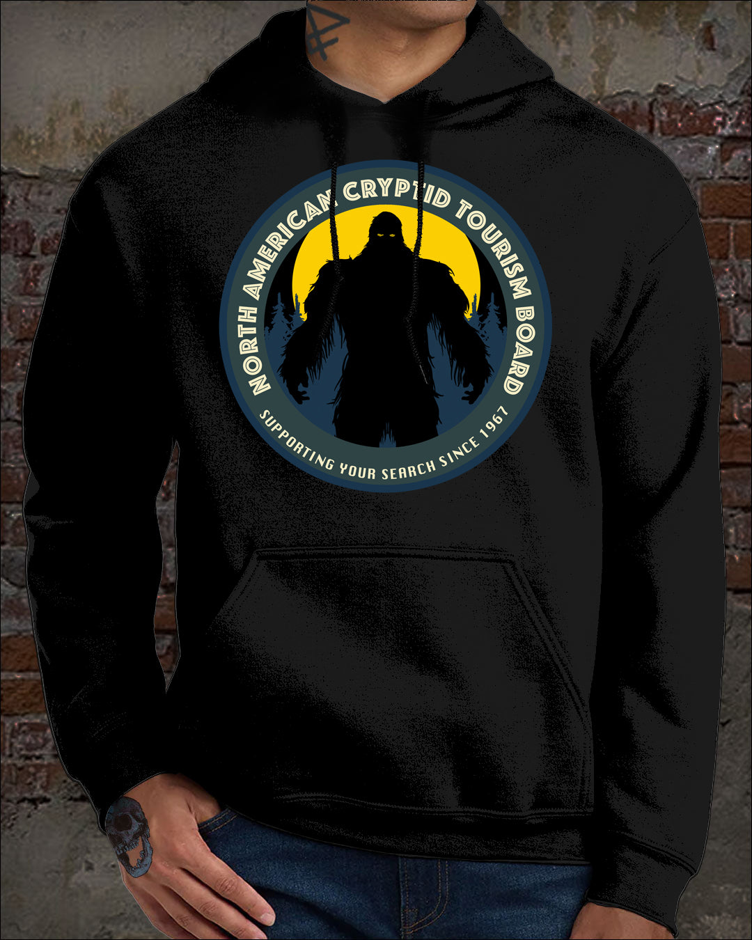 North American Cryptid Tourism Board Hoodie BIGFOOT silhouette NACTB XS - 5XL