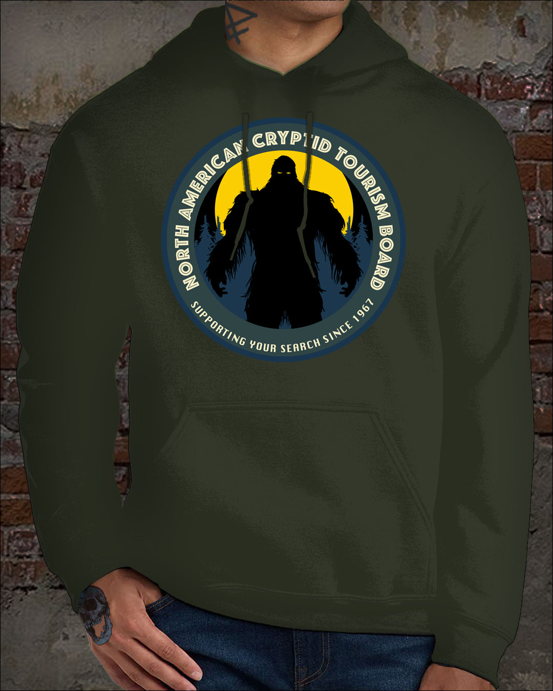 North American Cryptid Tourism Board Hoodie BIGFOOT silhouette NACTB XS - 5XL