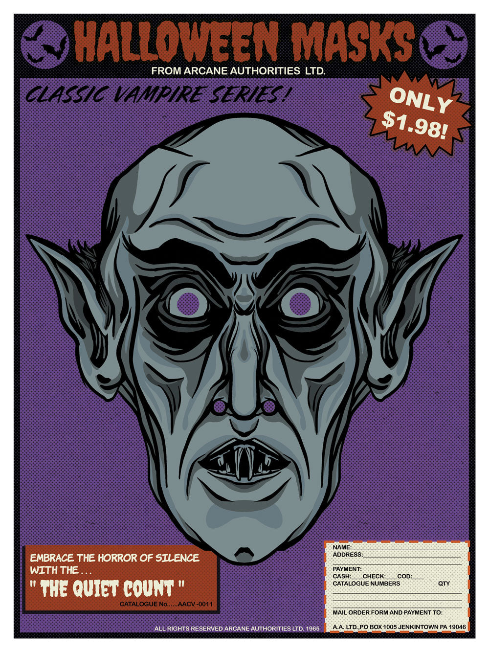 Vintage Halloween Mask Comic Book Ad Vampire Collection Nosferatu Art Print