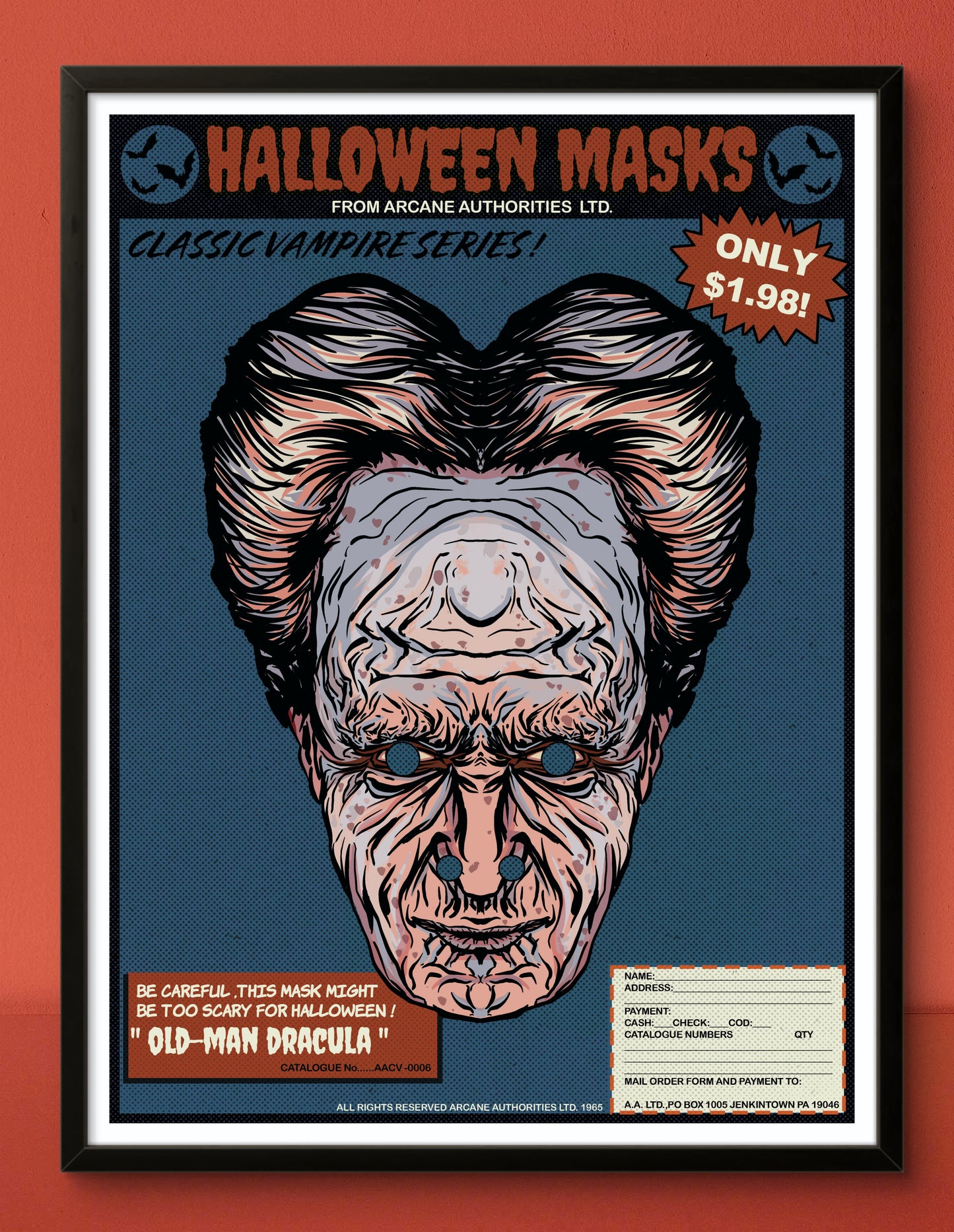 Vintage Halloween Mask Comic Book Ad Vampire Collection Gary Oldman Dracula Art Print (Copy)
