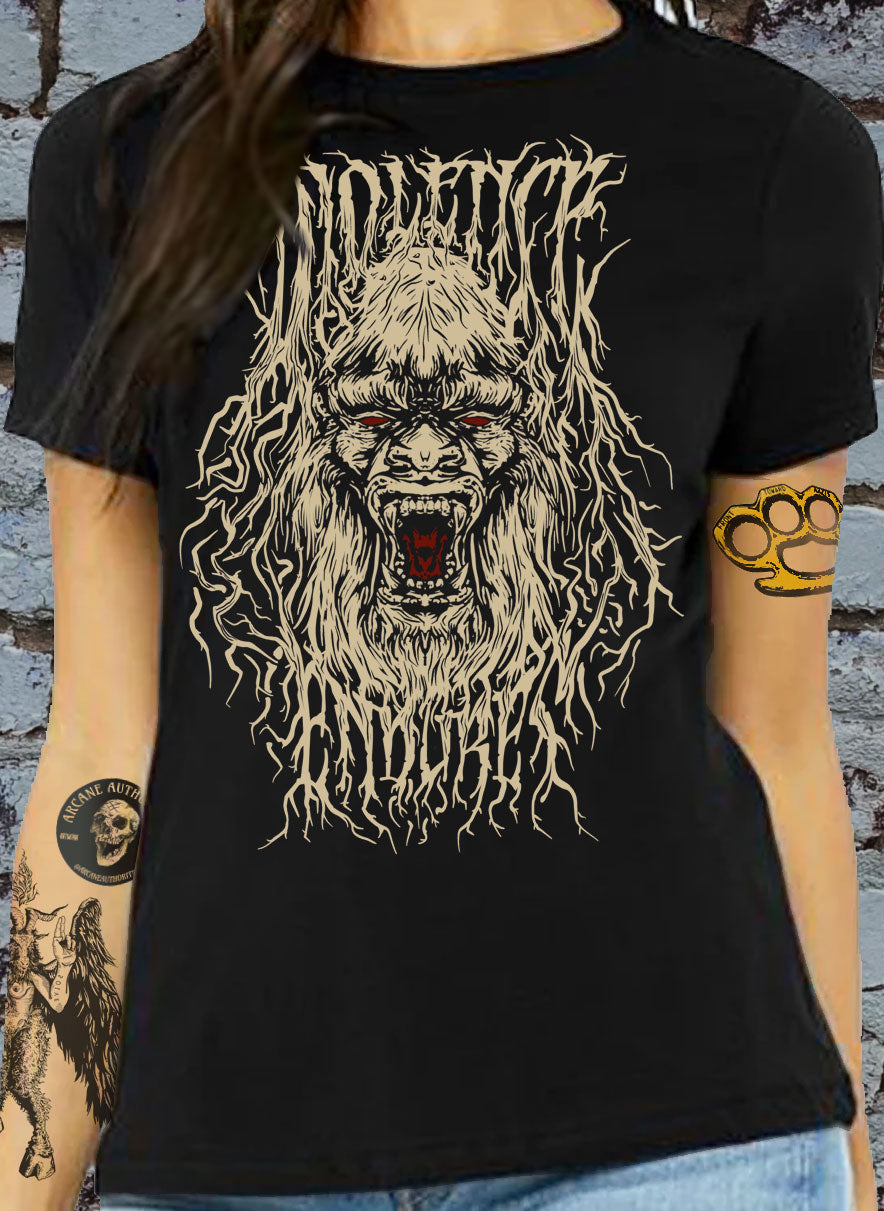 VIOLENCE ENDURES T- SHIRT S - 5XL BIGFOOT CRYPTID METAL