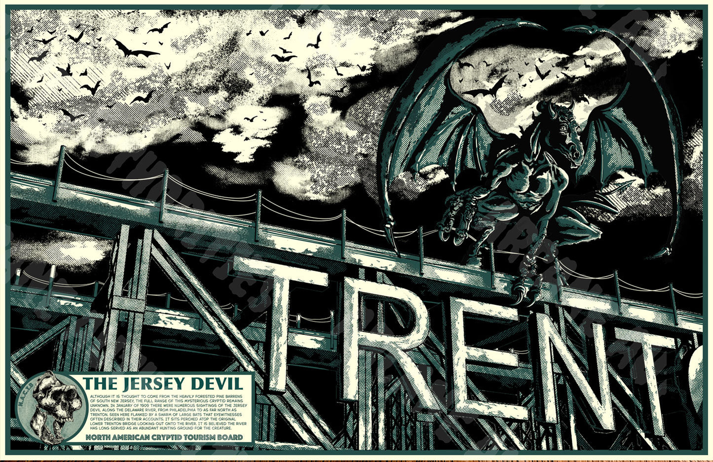 Trenton Makes, the Jersey Devil Waits 11” X 17” Silkscreened print