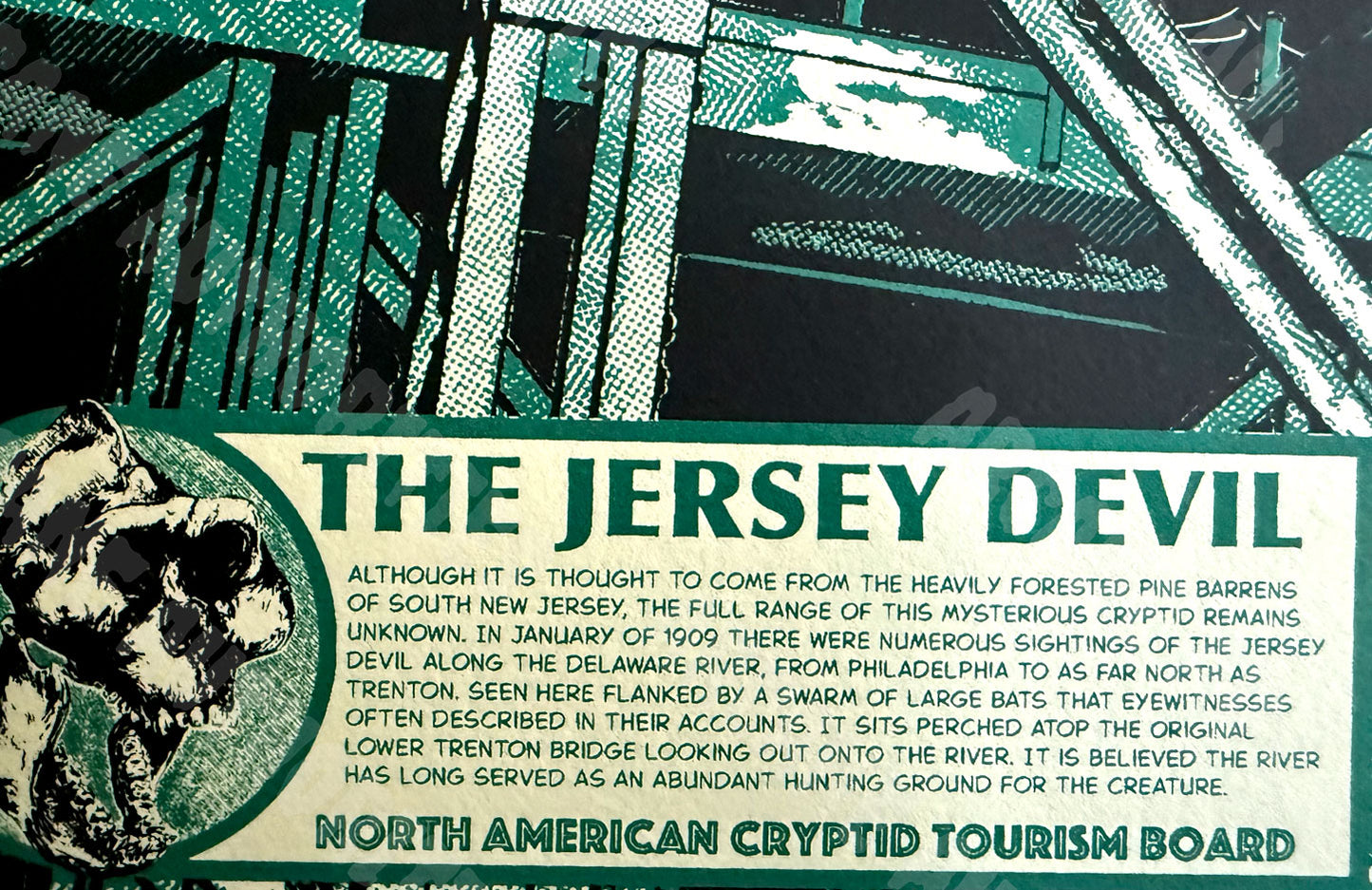 Trenton Makes, the Jersey Devil Waits 11” X 17” Silkscreened print